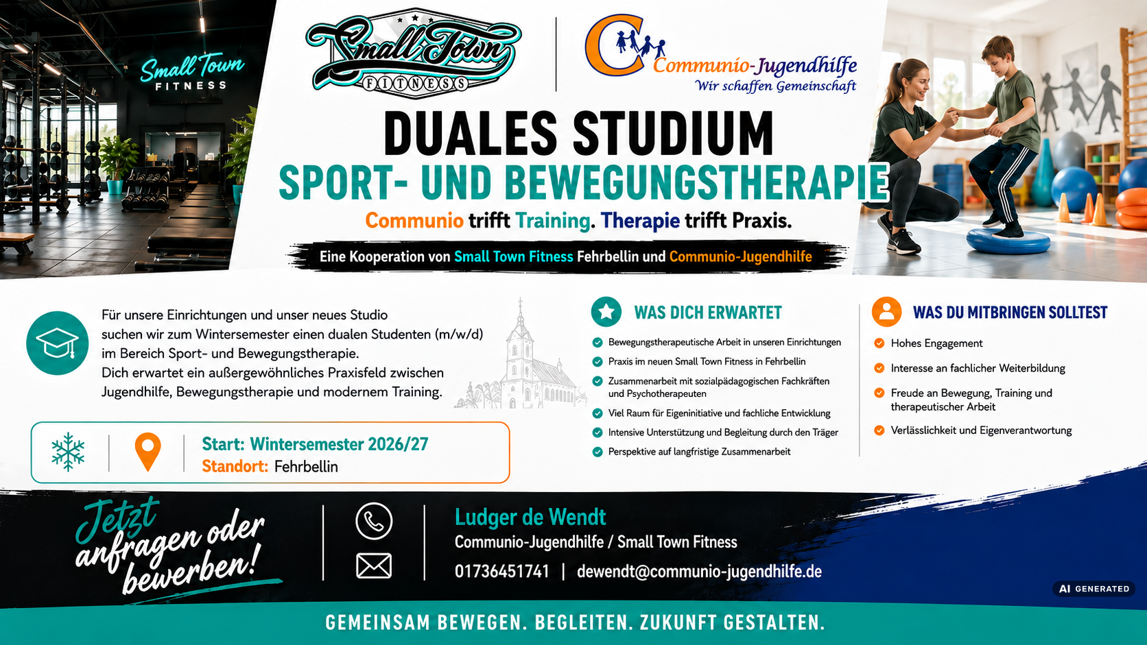 Stellenanzeige Duales Studium Communio Jugendhilfe und Small Town Fitness Stellenanzeige Duales Studium Communio Jugendhilfe und Small Town Fitness