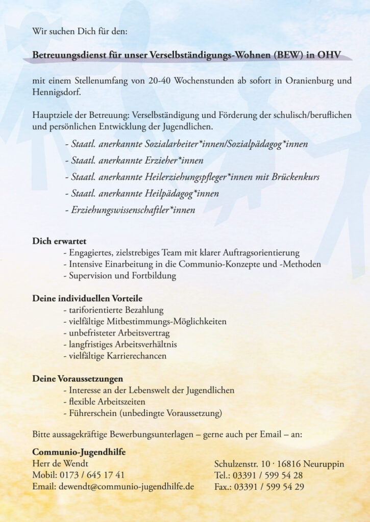 flyer bew job v6 Stellenanzeige